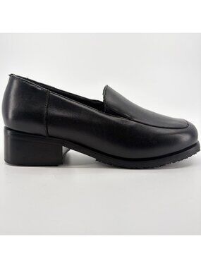 SlipGrips Womens Size 6.5D Black Leather Slip-Resistant Slip-On Dress Shoes
